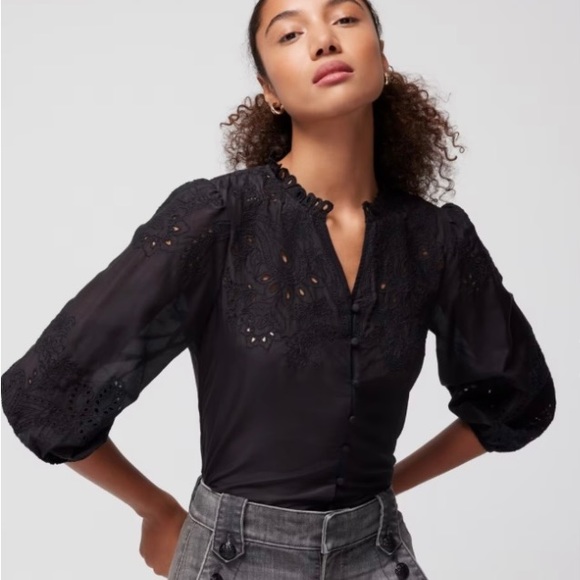 White House Black Market Tops - White House Black Market Black Voile Blouse ~ NWT